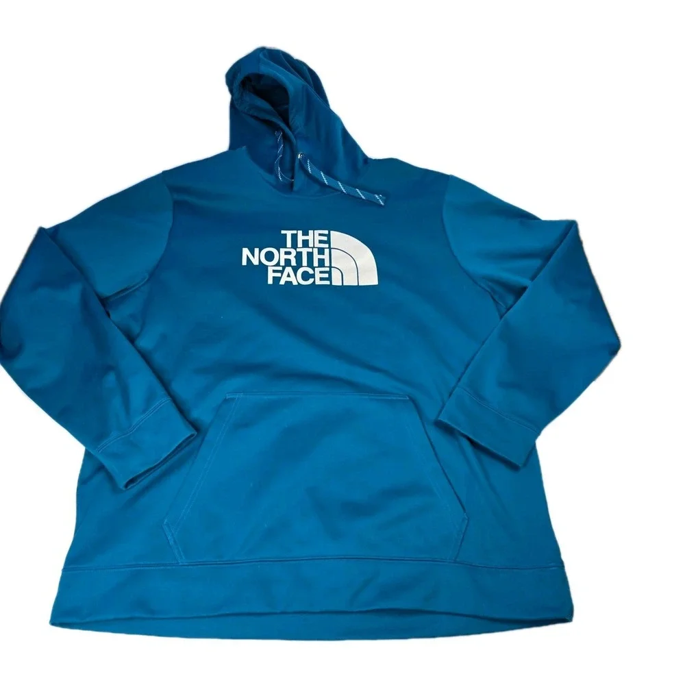 The North Face‎ Mens Hoodie Blue XXL Pullover Logo Pocket Fleece Lined Outdoor
